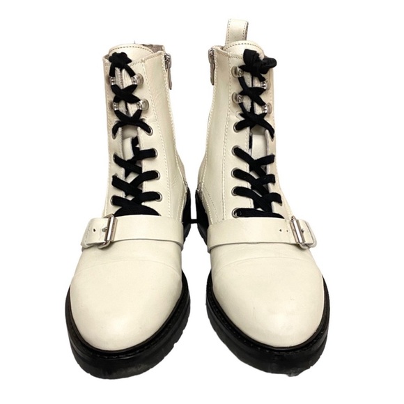 All Saints White Donita Leather Lace Up Combat Boots Size 7 - Picture 5 of 5